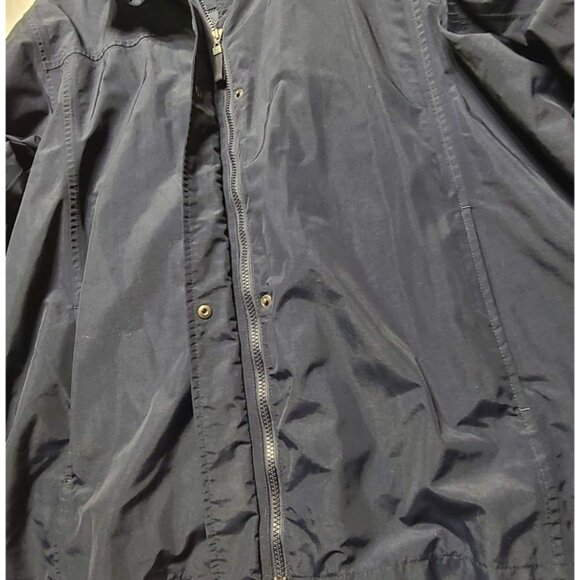 Vintage Eddie Bauer Womens XXL Navy Blue Nylon Parka Jacket With Hood & Zipper - Picture 2 of 12